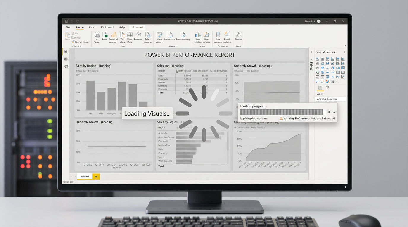 Power BI mostrando informe lento con tiempos de carga elevados